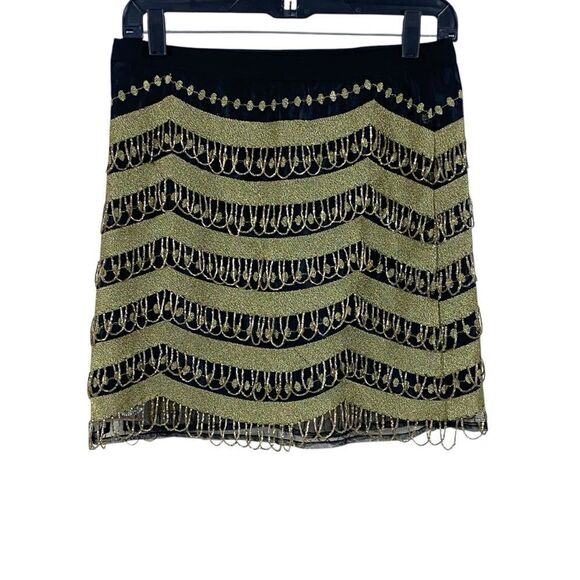 What Goes Around Comes Around Black Gold Bead Mini Skirt Sz S NWOT - Picture 12 of 12